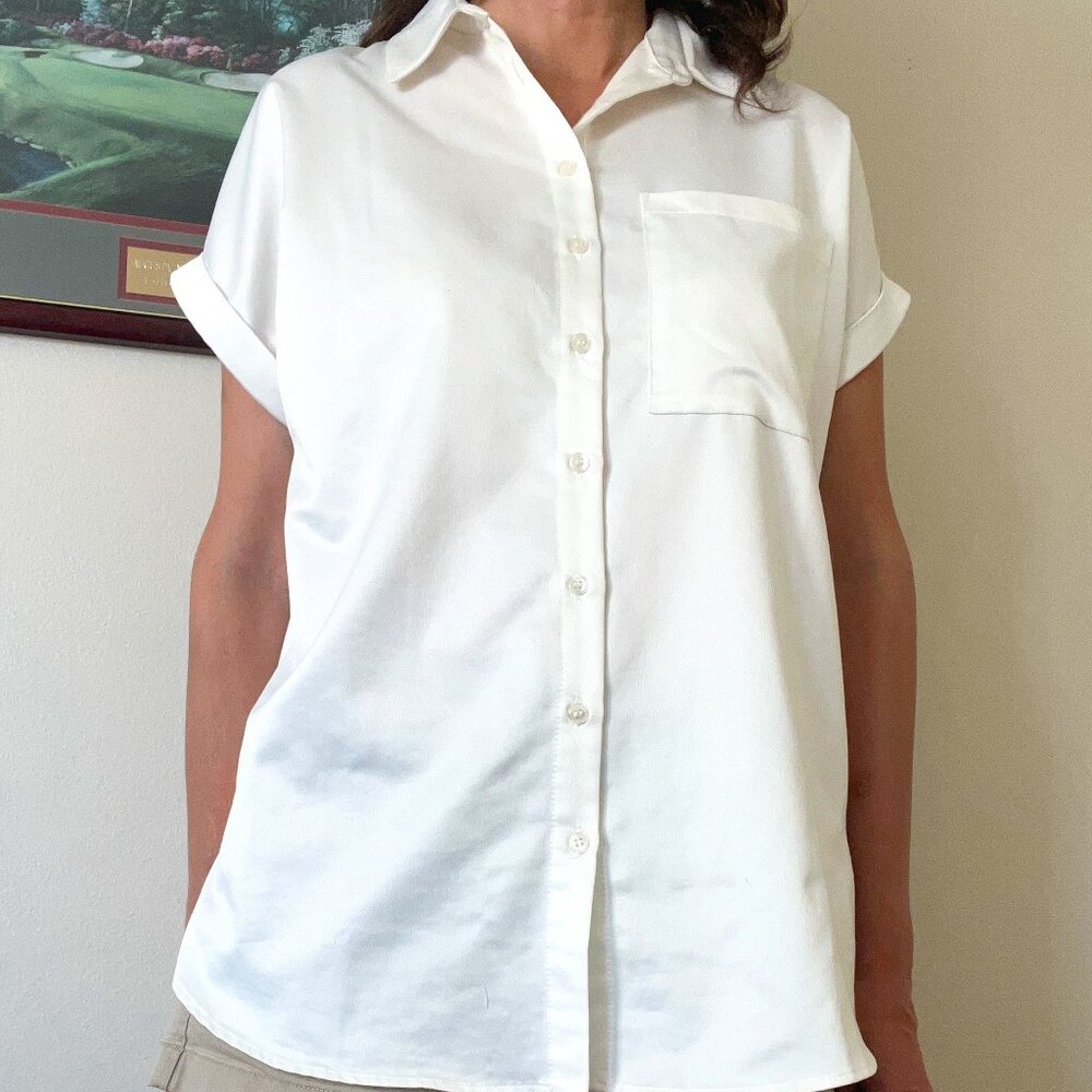Topshop Blouse, Topshop White Blouse, Short Sleeve, Button Down, Loose Fit Top